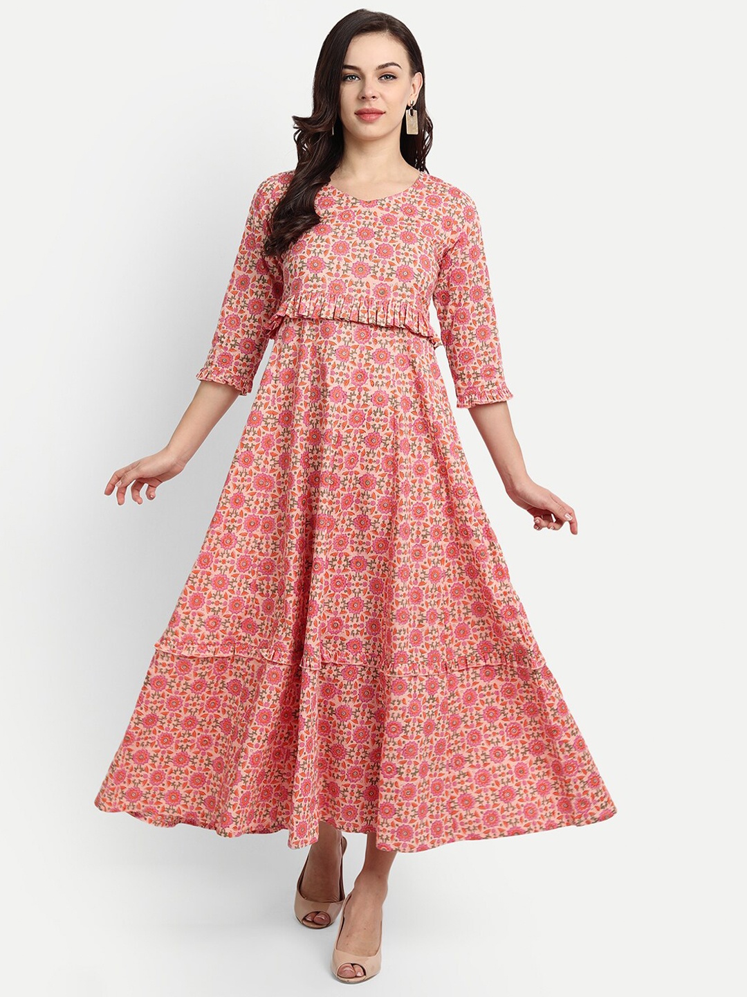 

githaan Pink Floral Maxi Dress