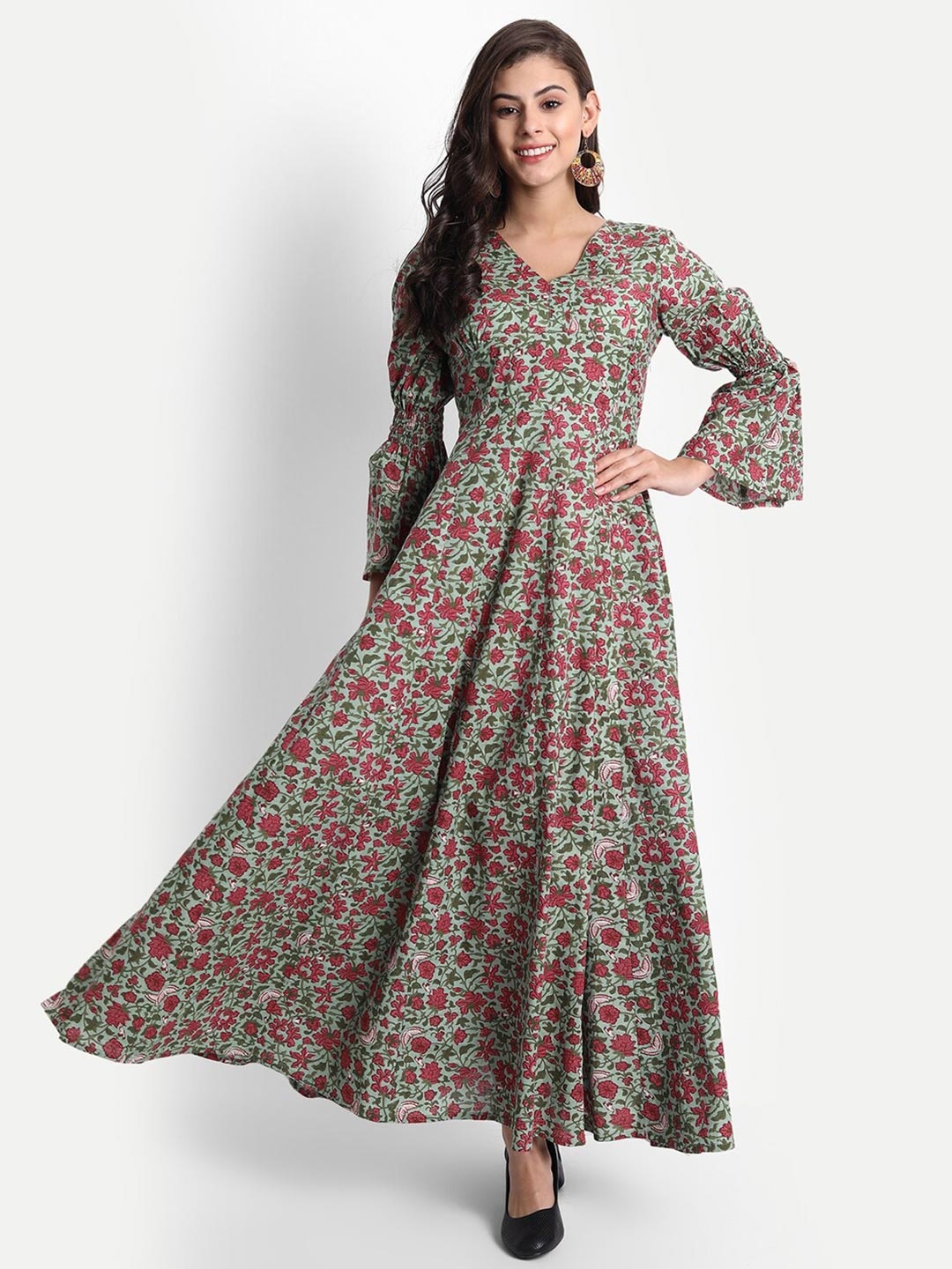 

githaan Grey & cowhide Floral Maxi Dress