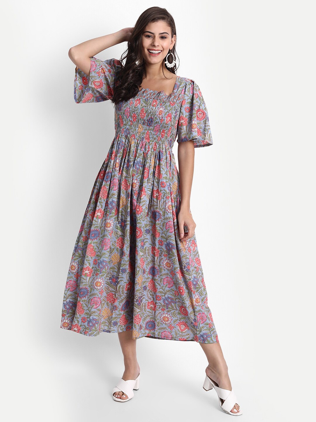 

githaan Multicoloured Floral Midi Dress, Multi