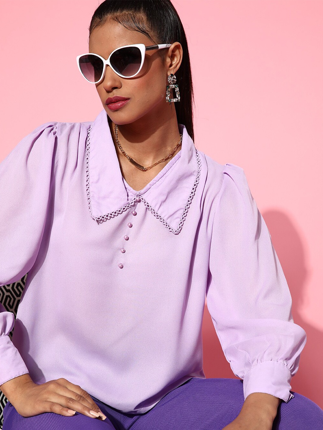 

plusS Mauve Shirt Collar Top