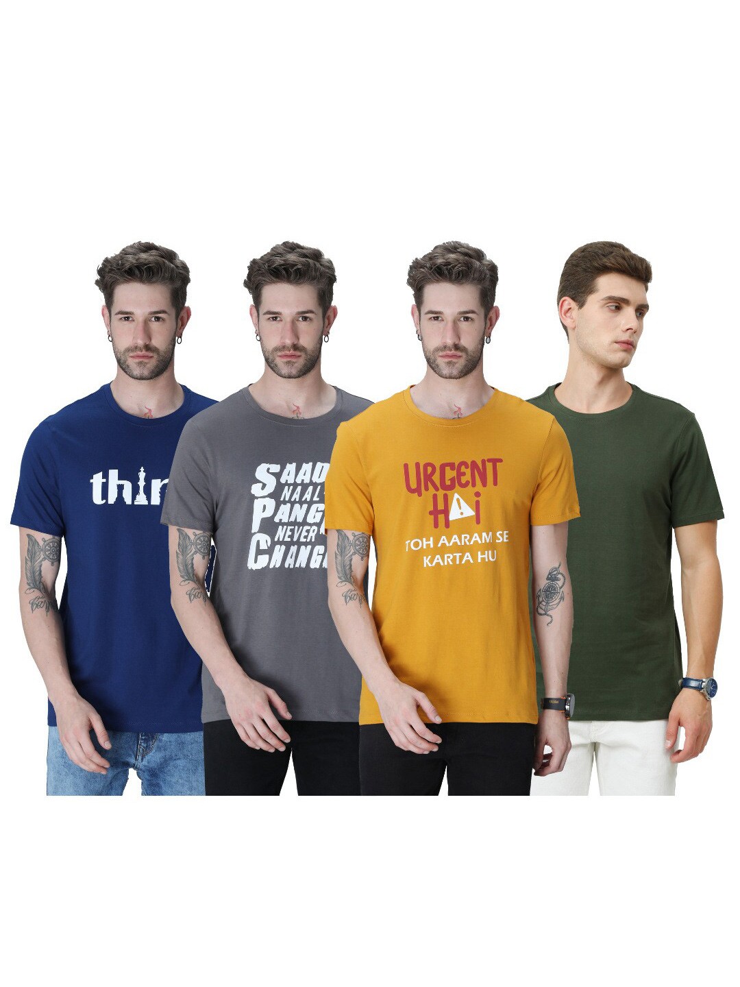 

PLATYPUSS Men Grey Typography 4 Printed T-shirt