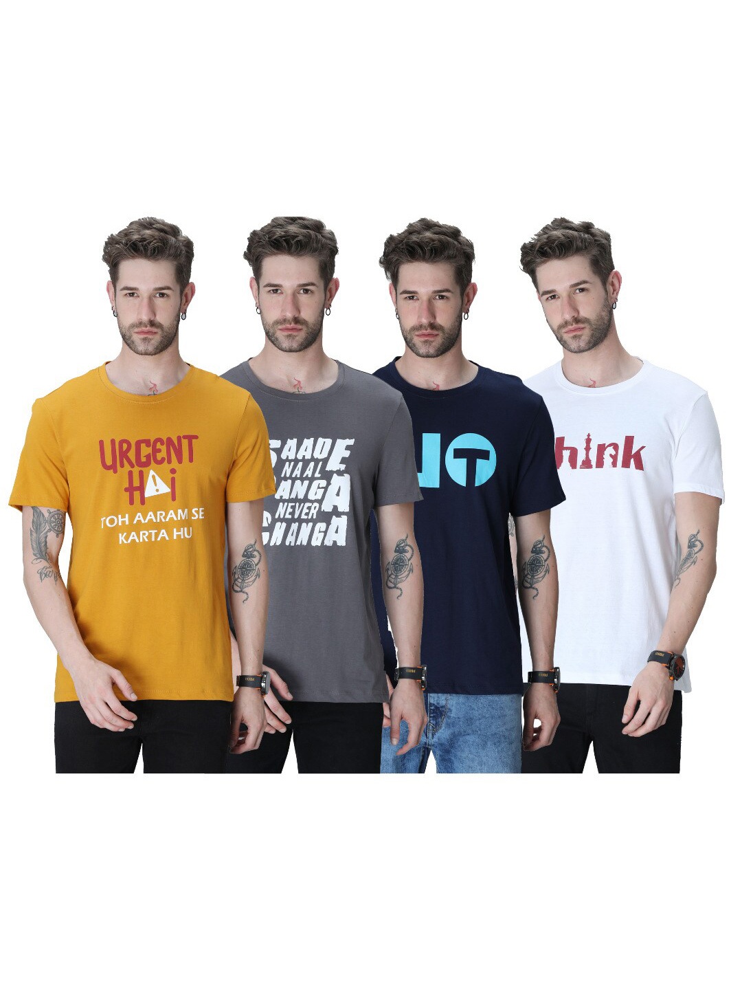 

PLATYPUSS Men Grey 4 Printed Applique T-shirt