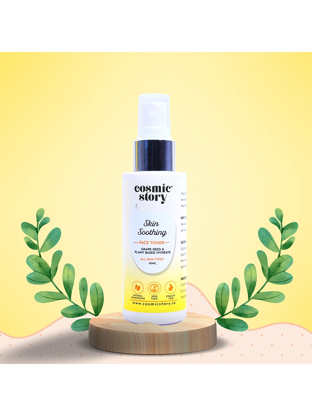

COSMIC STORY Skin Soothing Face Toner With Grape Seed & Hyaluronic Acid 50 ml, Yellow