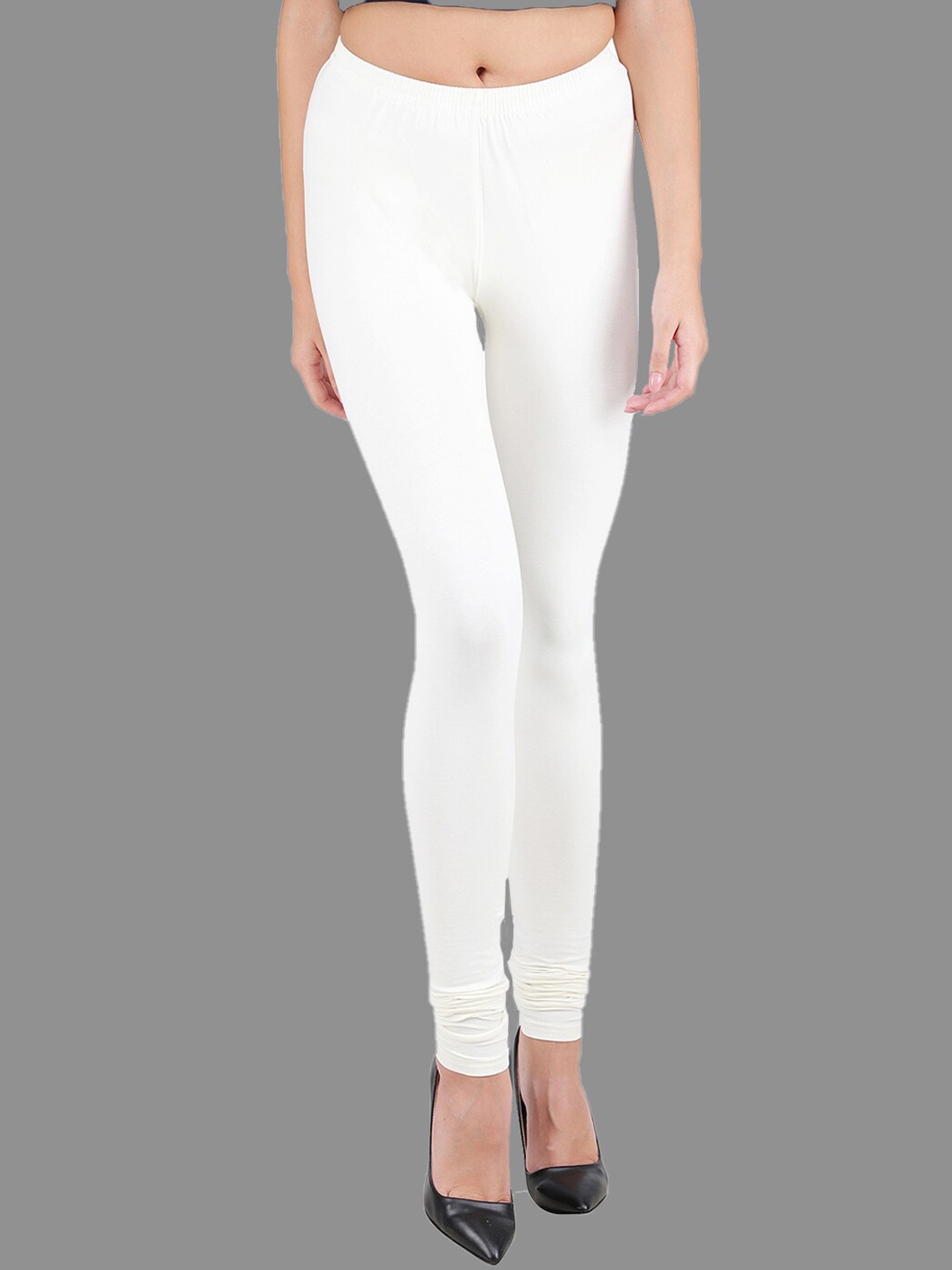 

SPIFFY Women Plus Size Off White Solid Slim Fit Churidar