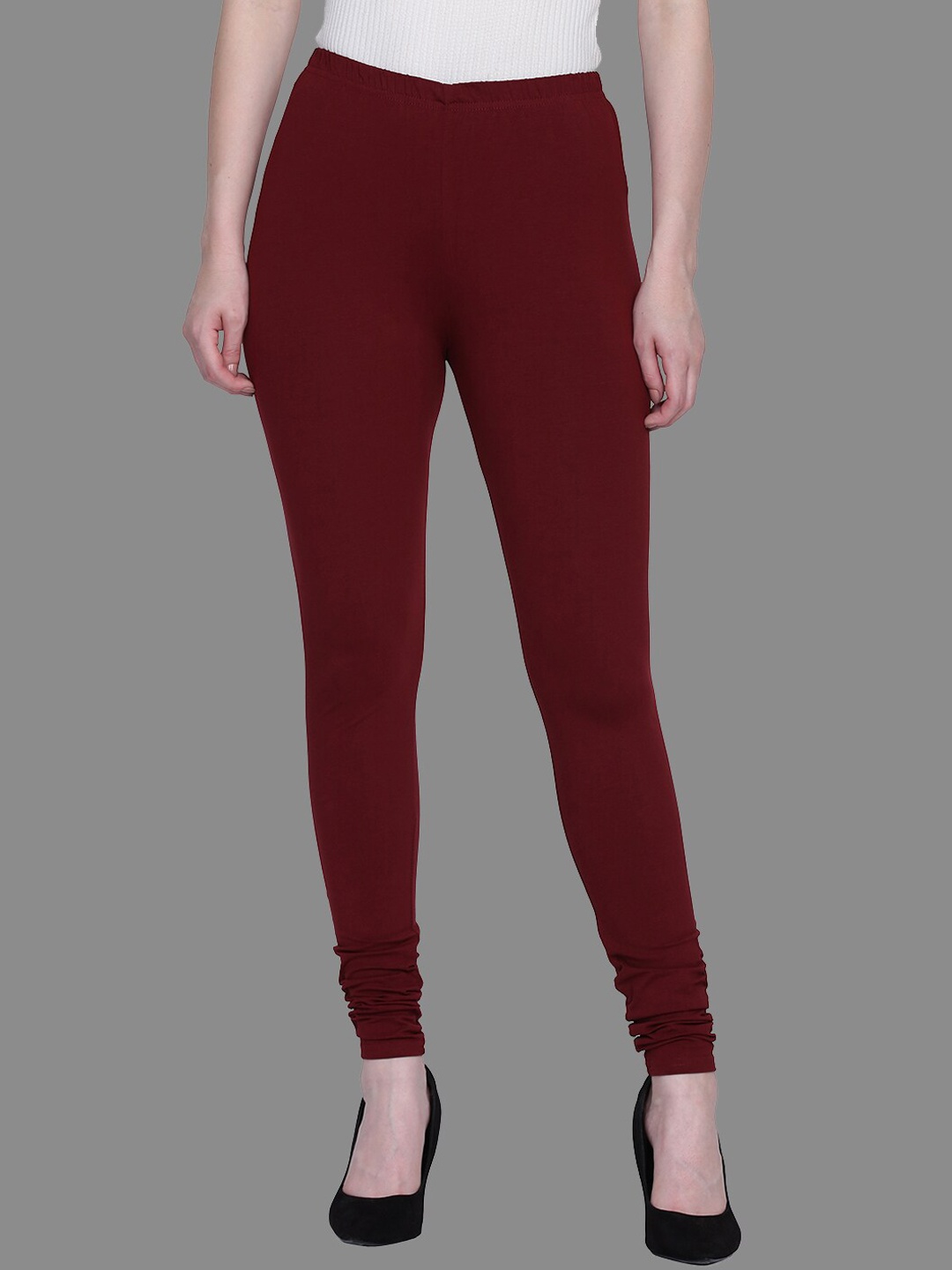 

SPIFFY Women Plus Size Burgundy Solid Slim Fit Churidar