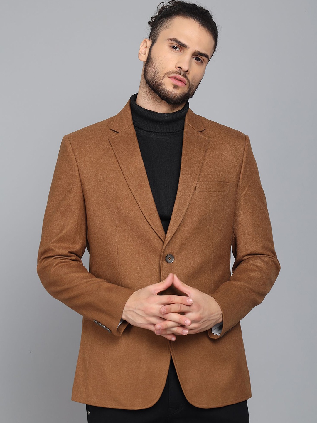 

LA'SCOOT Men Brown Solid Slim Fit Casual Blazer