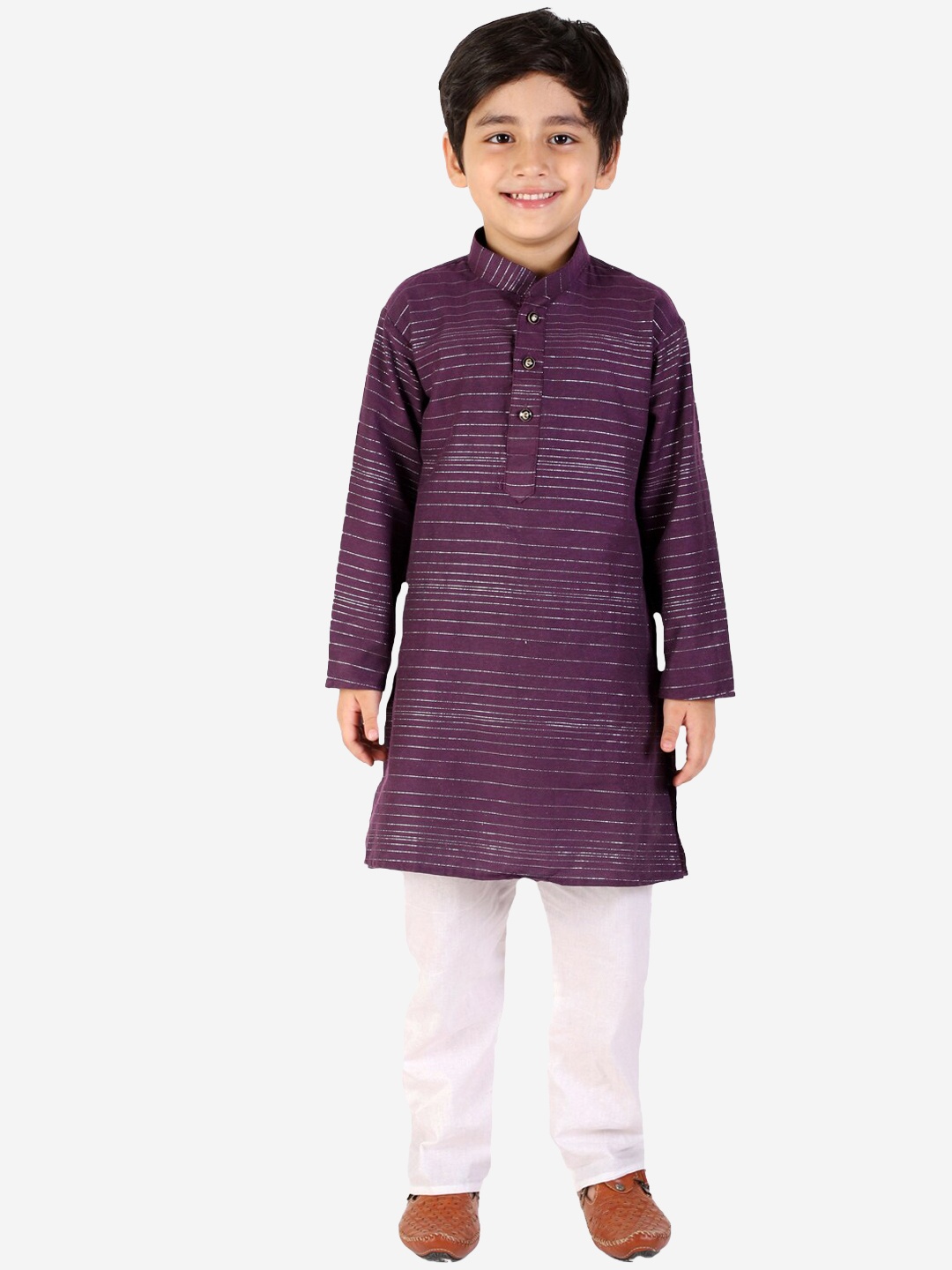 

Pro-Ethic STYLE DEVELOPER Boys Purple Pure Cotton Kurta with Pyjamas