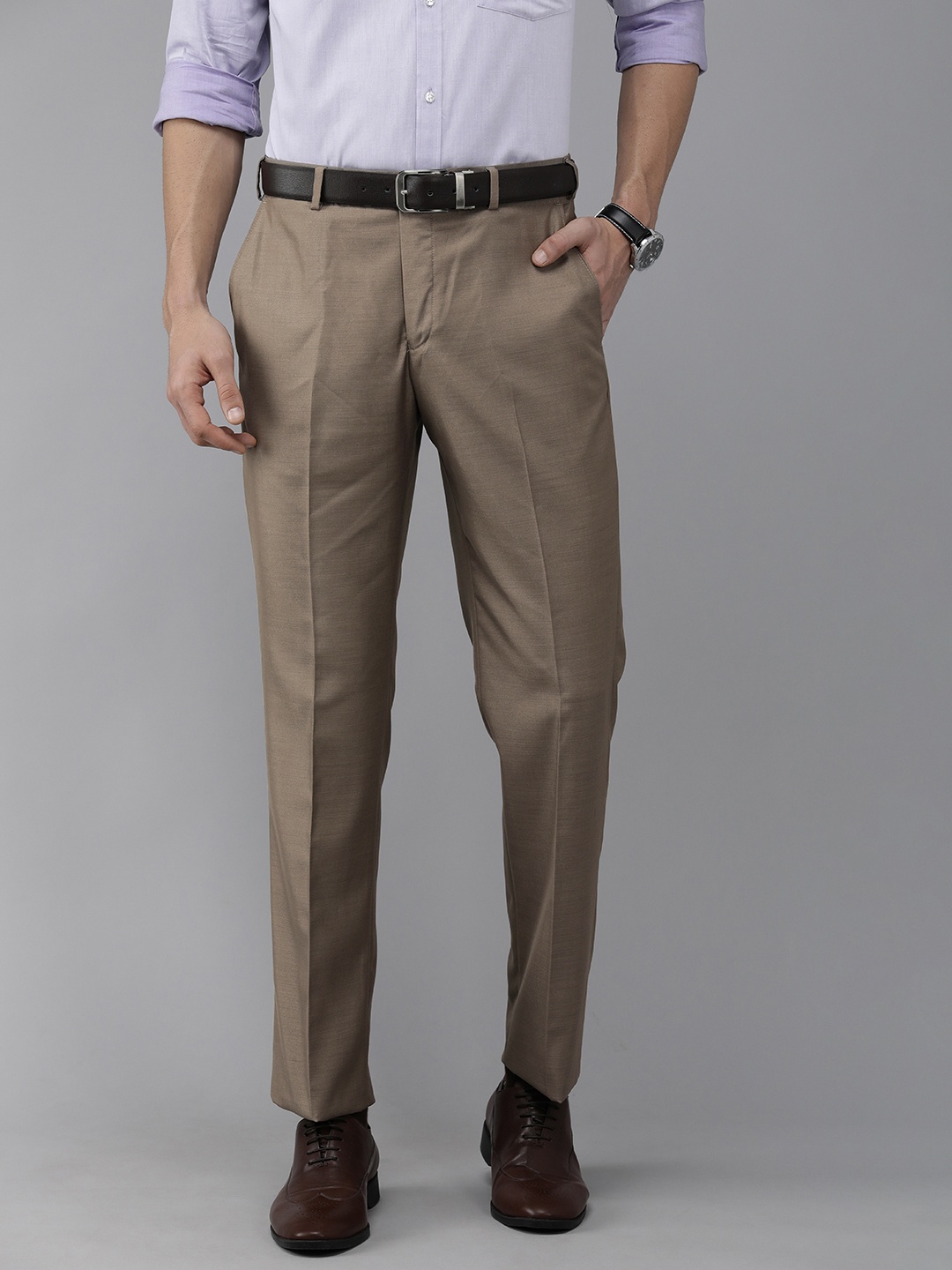 

Park Avenue Men Beige Smart Fit Trousers