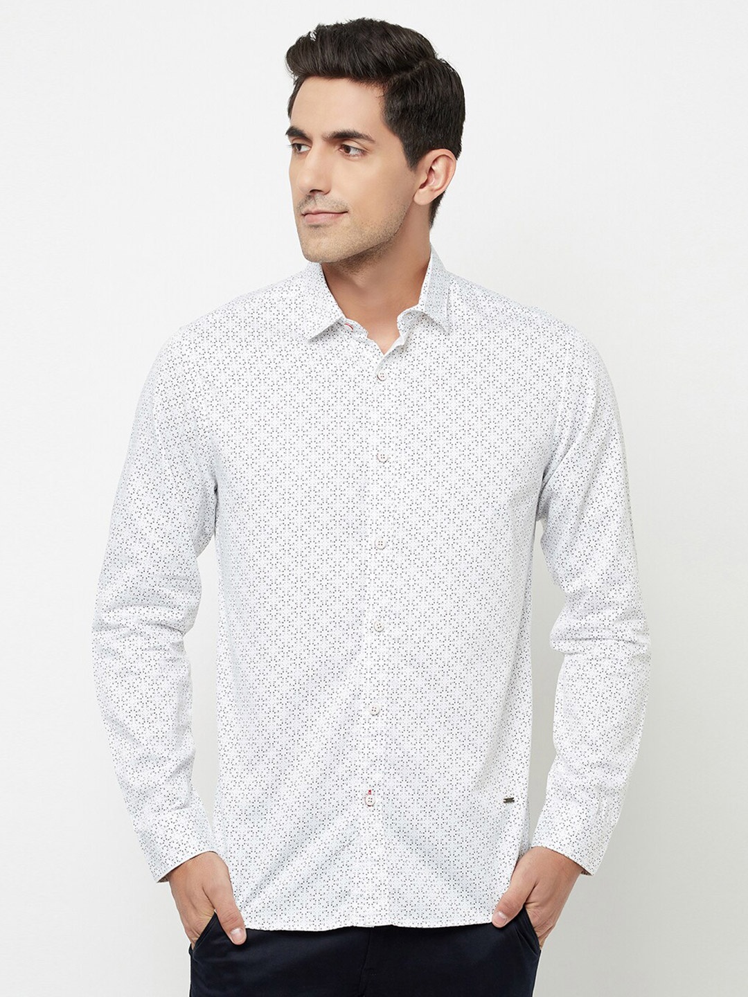 

Blue Buddha Men White Printed Casual Shirt