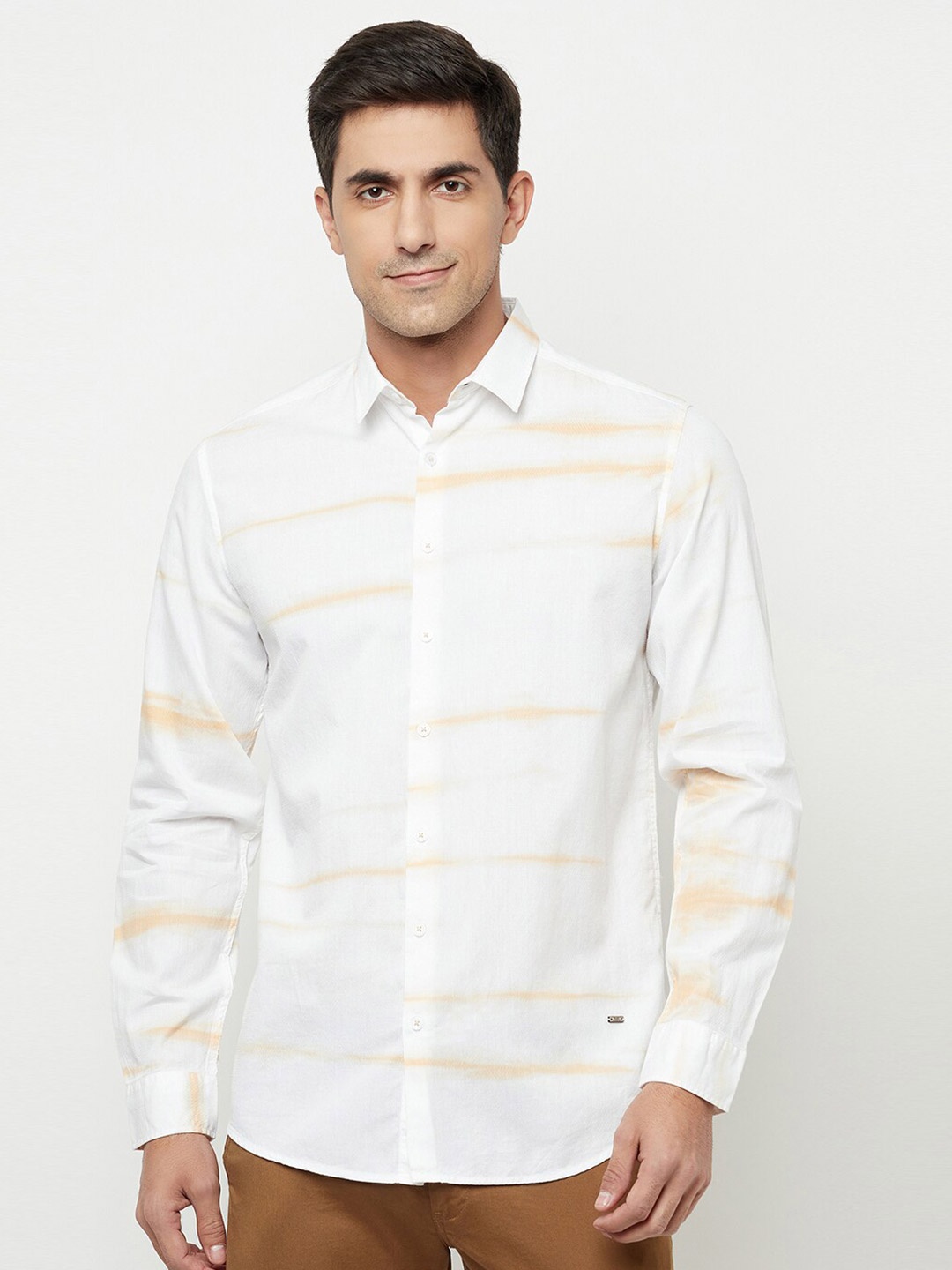 

Blue Buddha Men Yellow Horizontal Stripes Striped Casual Shirt