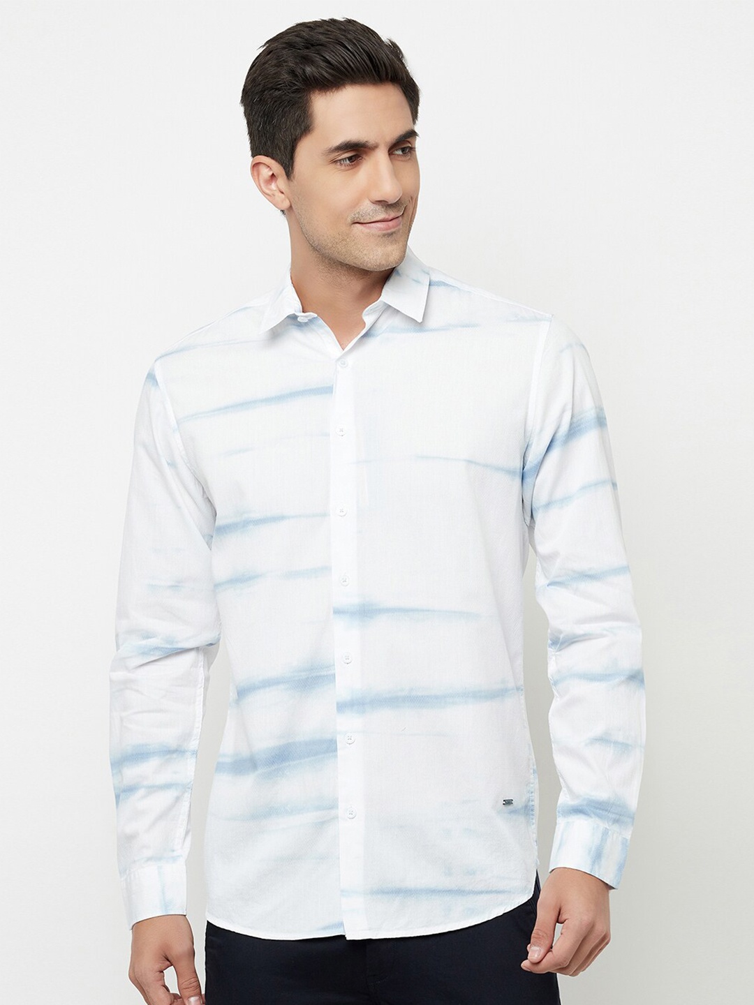 

Blue Buddha Men Blue Horizontal Stripes Striped Casual Shirt