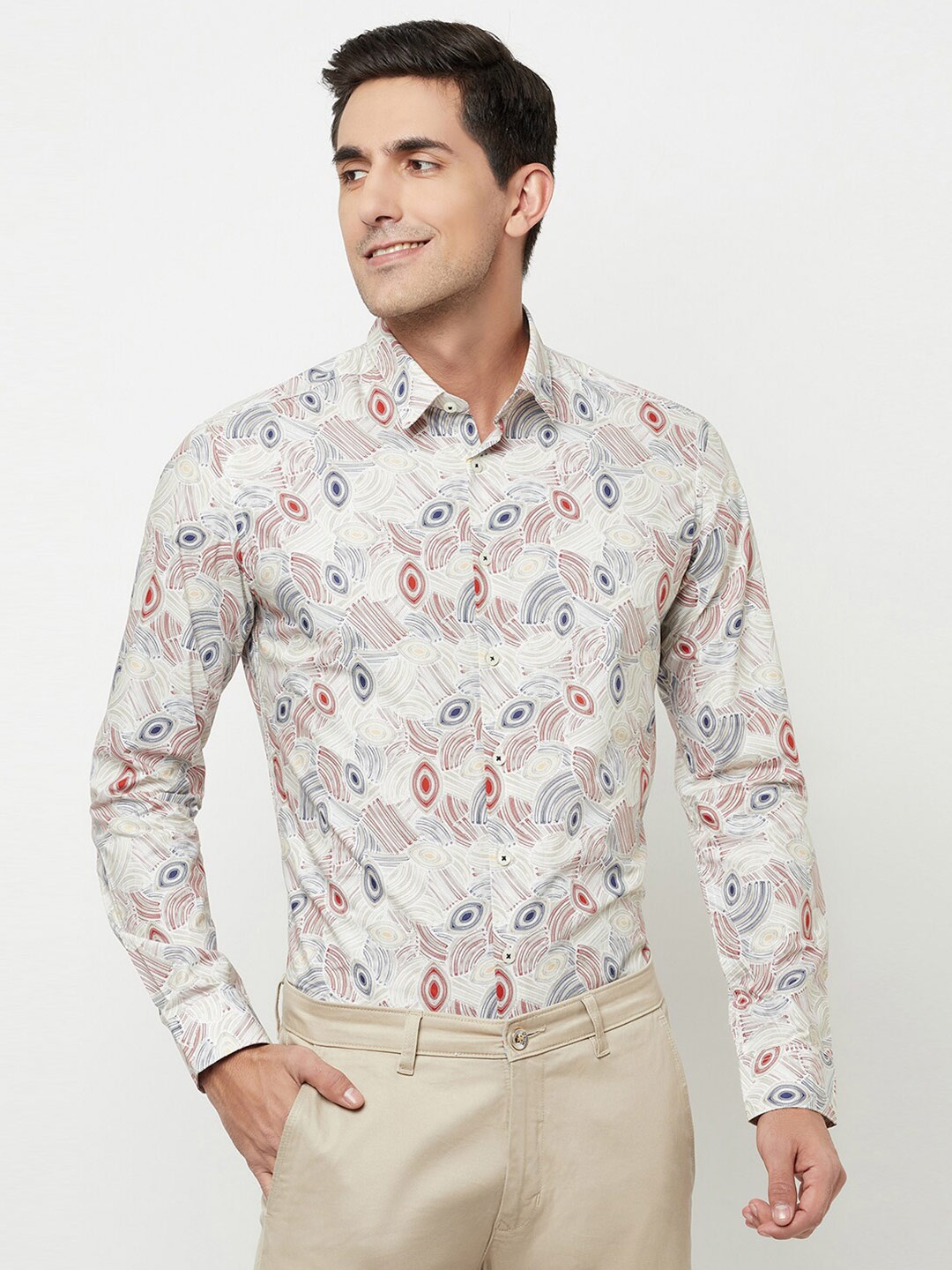 

Blue Buddha Men Beige Floral Printed Casual Shirt