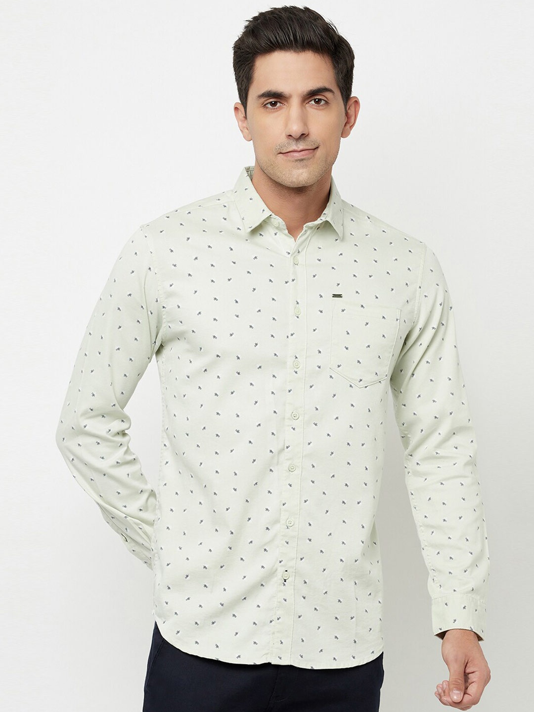 

Blue Buddha Men Cream-Coloured Printed Casual Shirt