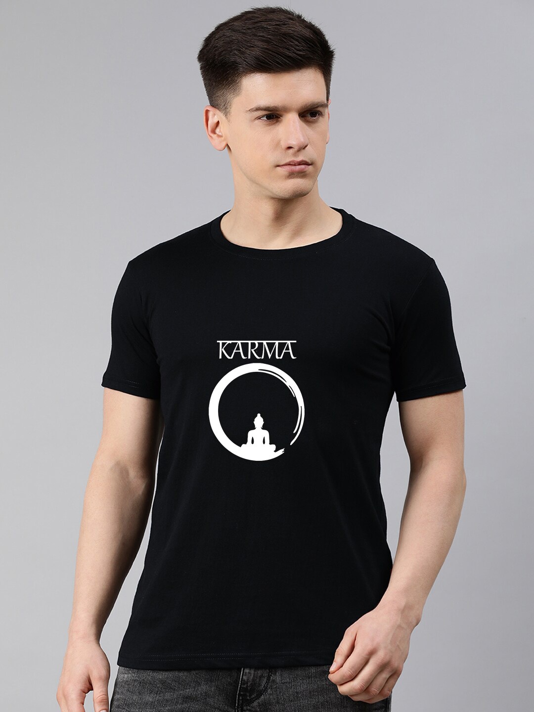 

UNSULLY Men Black Typography Printed T-shirt
