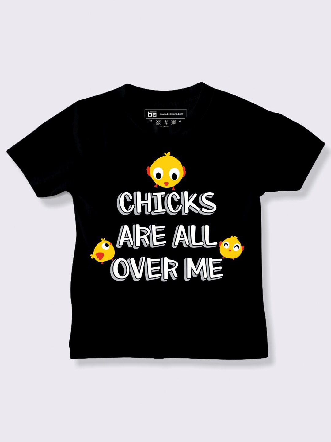 

BE AWARA Kids Black & xiketic Printed Applique T-shirt