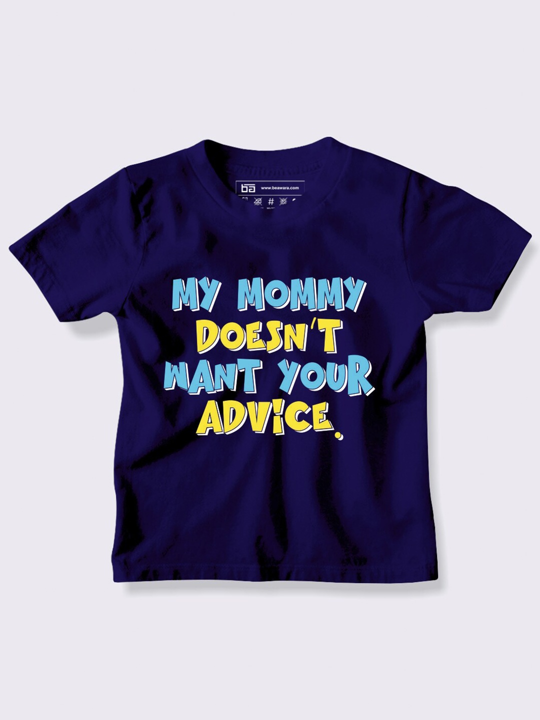

BE AWARA Kids Navy Blue & French Middle Red Purple Printed T-shirt