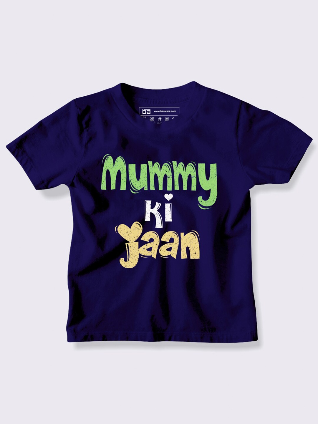 

BE AWARA Kids Navy Blue & Russian violet Printed T-shirt