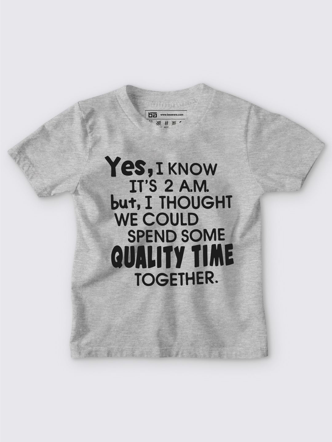 

BE AWARA Kids Grey Melange Printed T-shirt