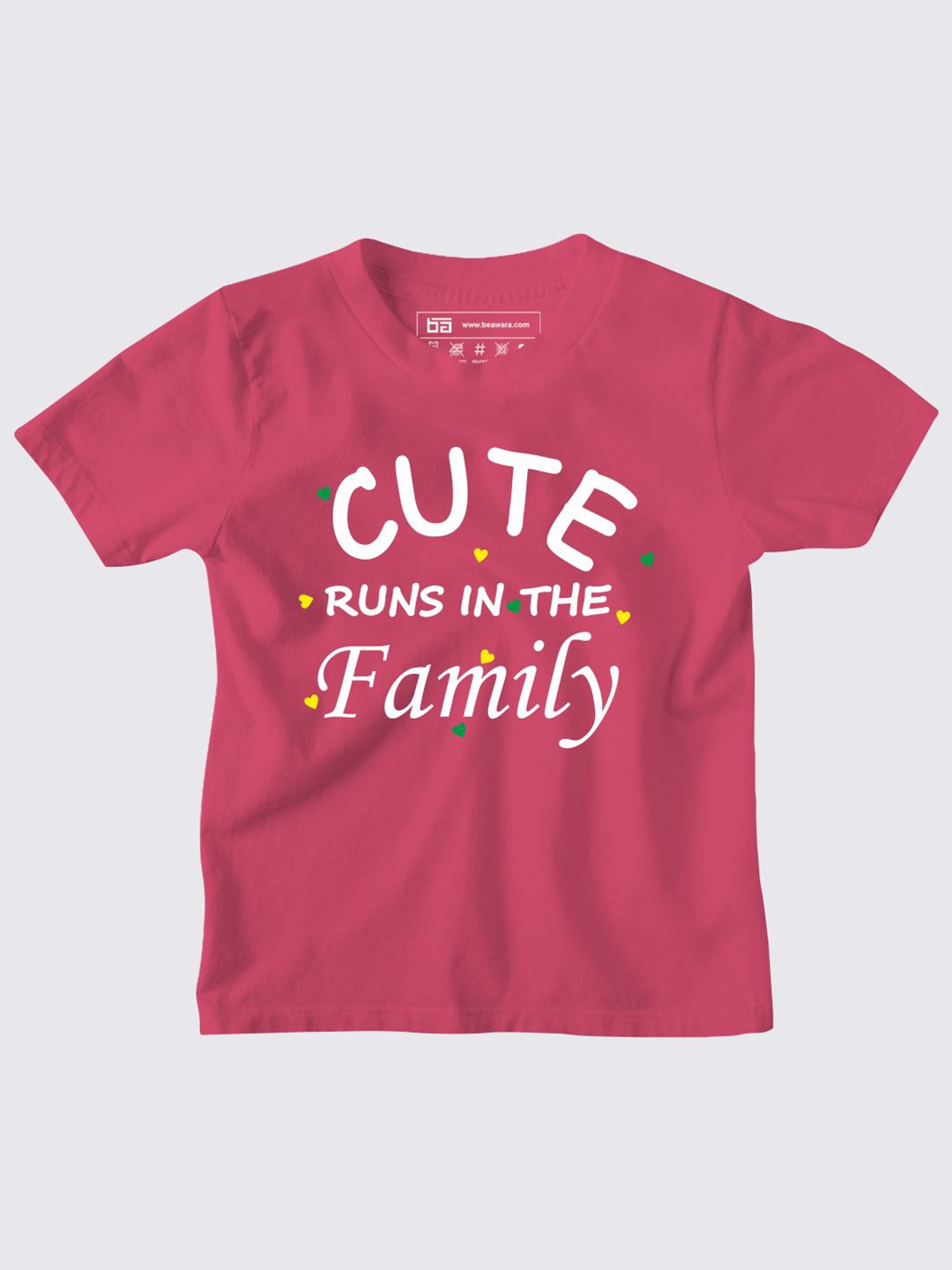 

BE AWARA Kids Pink & claret red Typography Printed Applique T-shirt