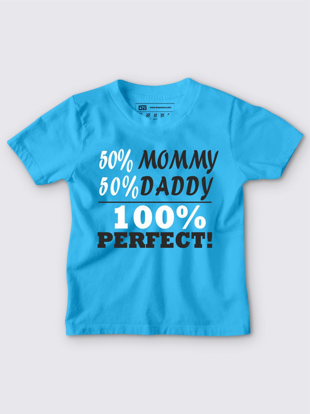 

BE AWARA Kids Blue Typography Printed T-shirt