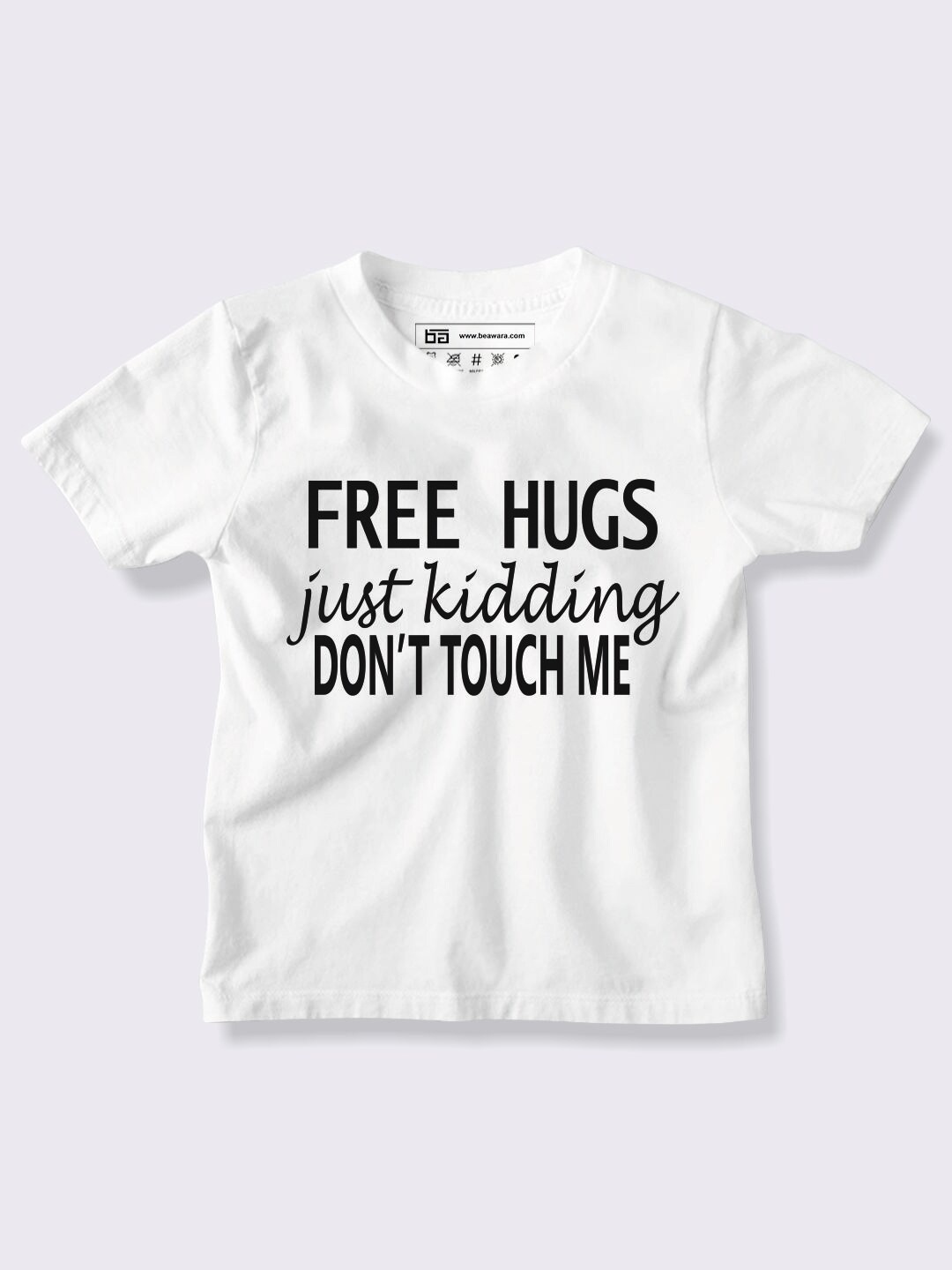 

BE AWARA Kids White Typography Printed T-shirt