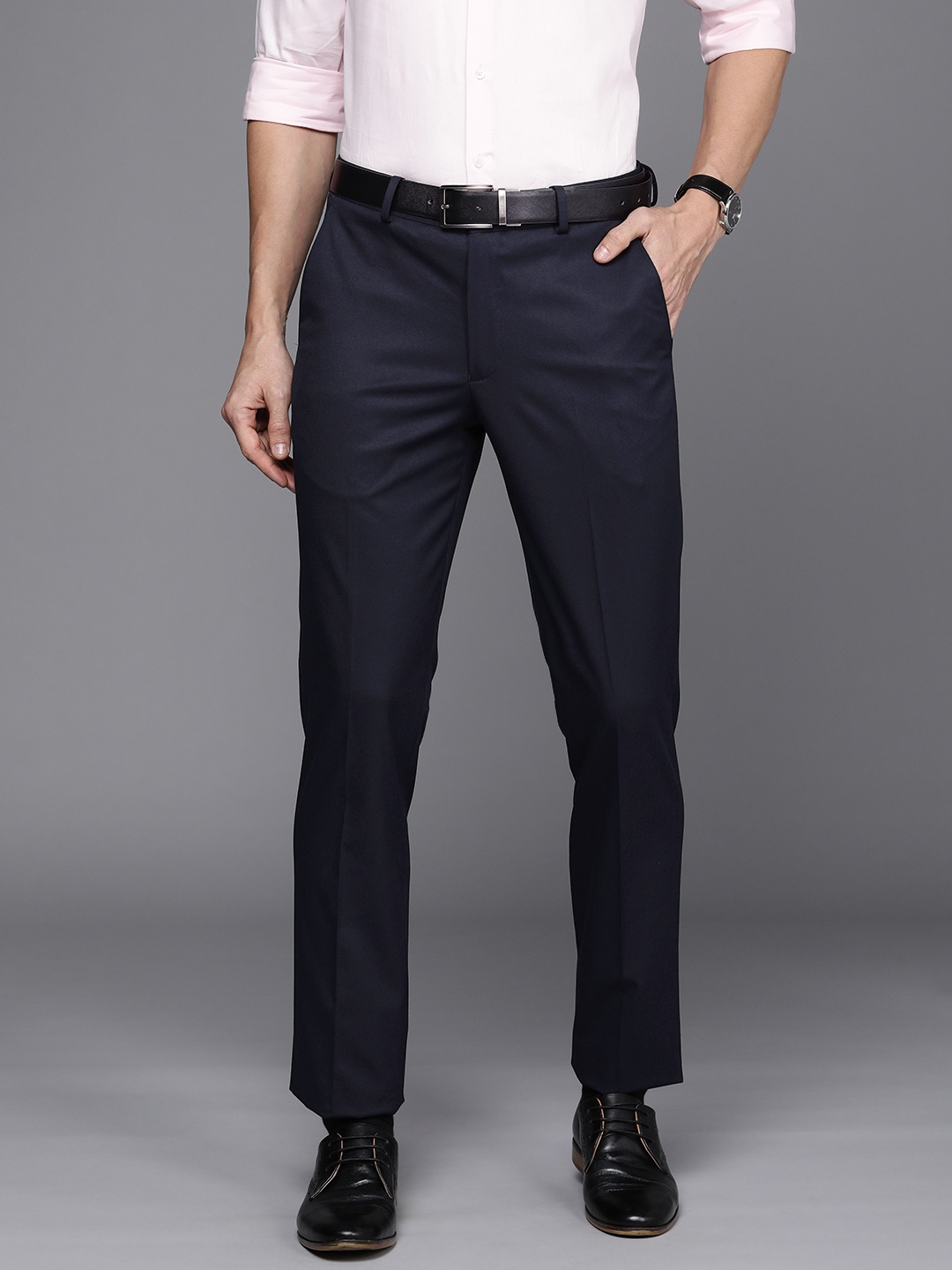 

Louis Philippe Men Navy Blue Slim Fit Trousers