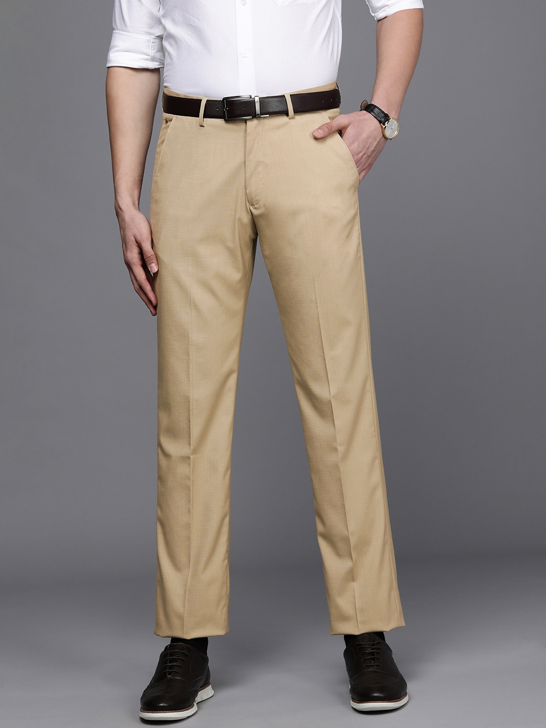 

Louis Philippe Men Beige Smart Casual Trousers