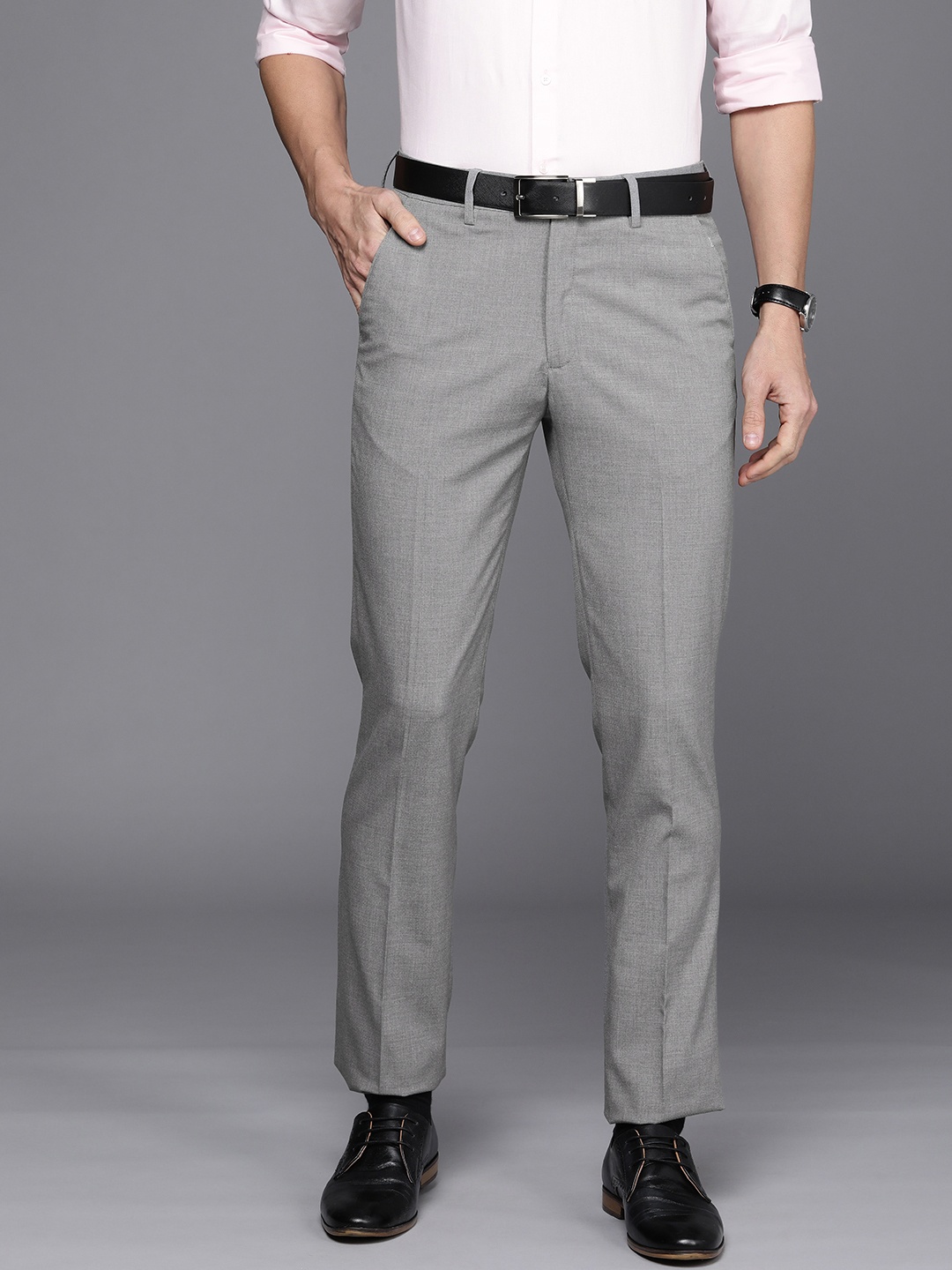 

Louis Philippe Men Grey Slim Fit Formal Trousers