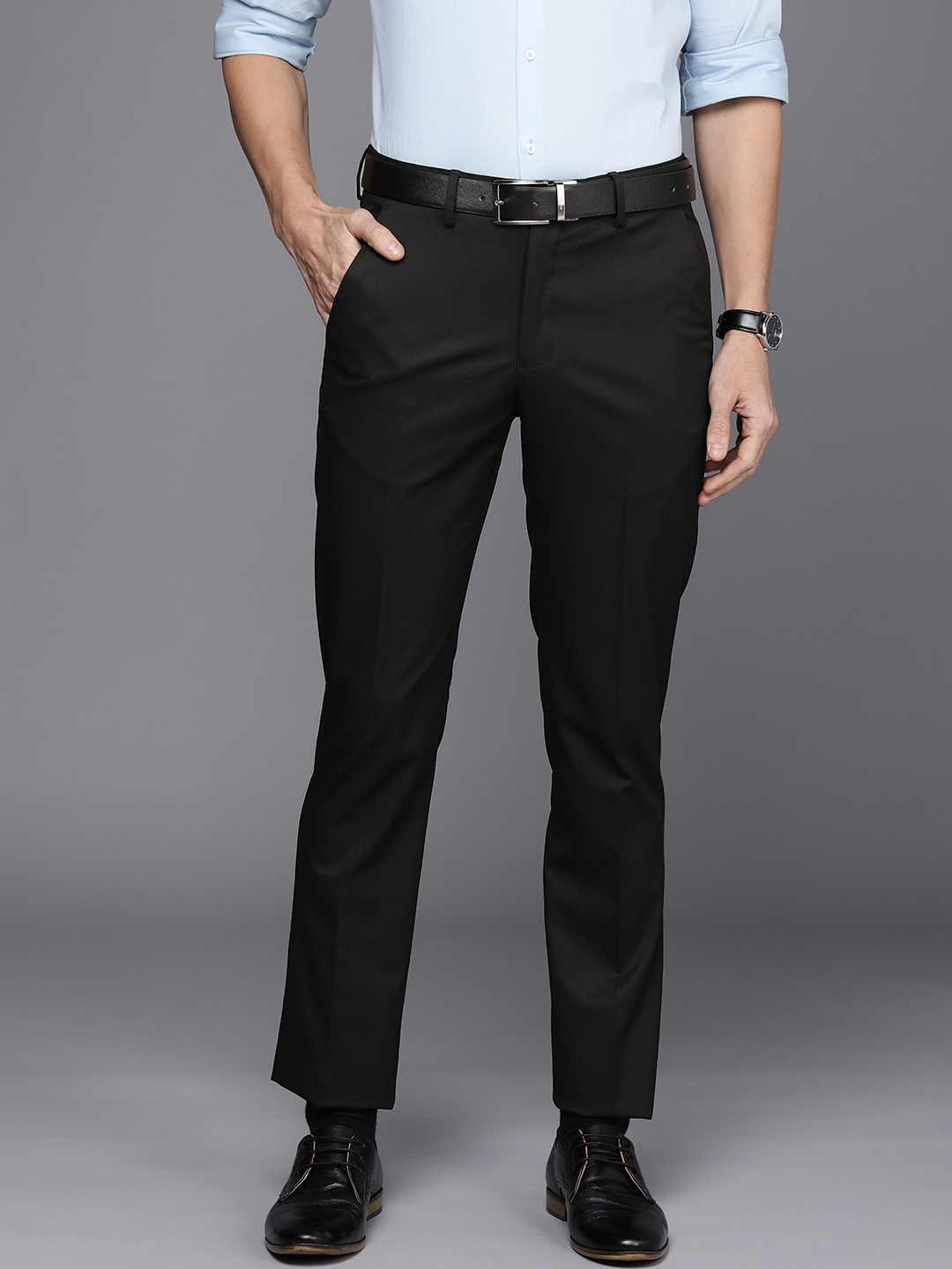 

Louis Philippe Men Black Slim Fit Formal Trousers