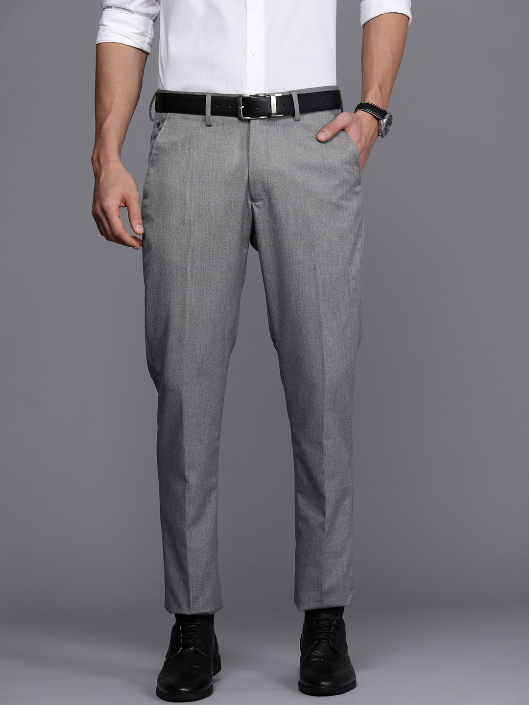 

Louis Philippe Men Grey Super Slim Fit Trousers