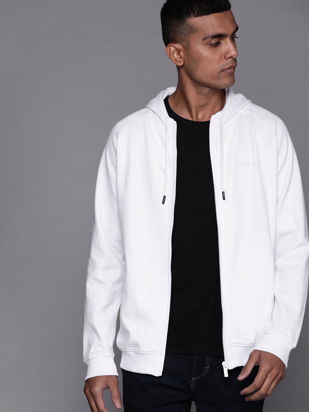 

Louis Philippe Men White Hooded Sweatshirt