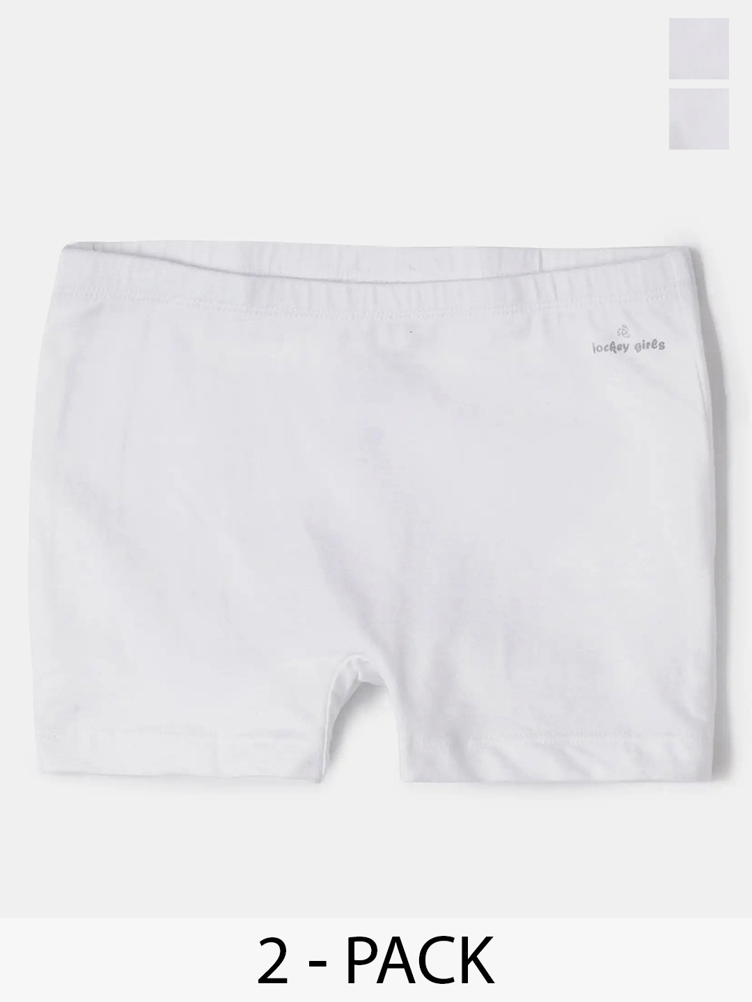 

Jockey Girls Pack of 2 Super Combed Cotton Solid Shorties with Ultrasoft Waistband-SG08, White