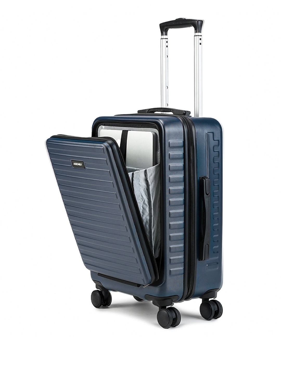Assembly Textured Hard-Sided Cabin-Sized Trolley Suitcase 40L, Blue