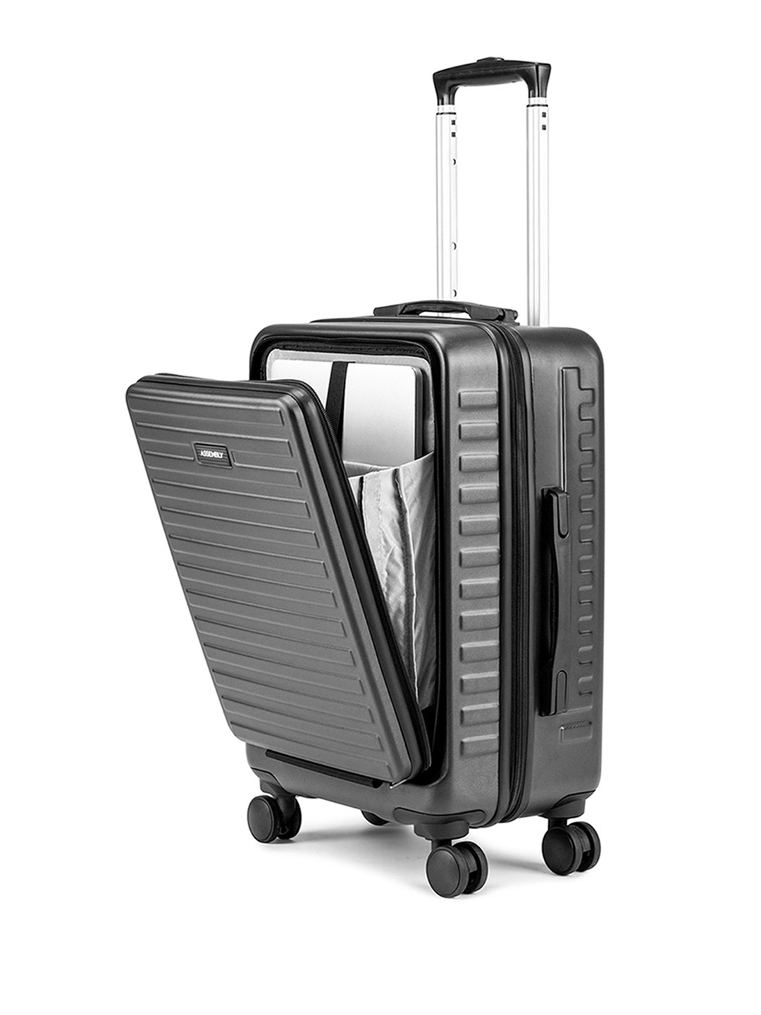 

Assembly Textured Hard-Sided Cabin-Sized Trolley Suitcase 40L, Grey