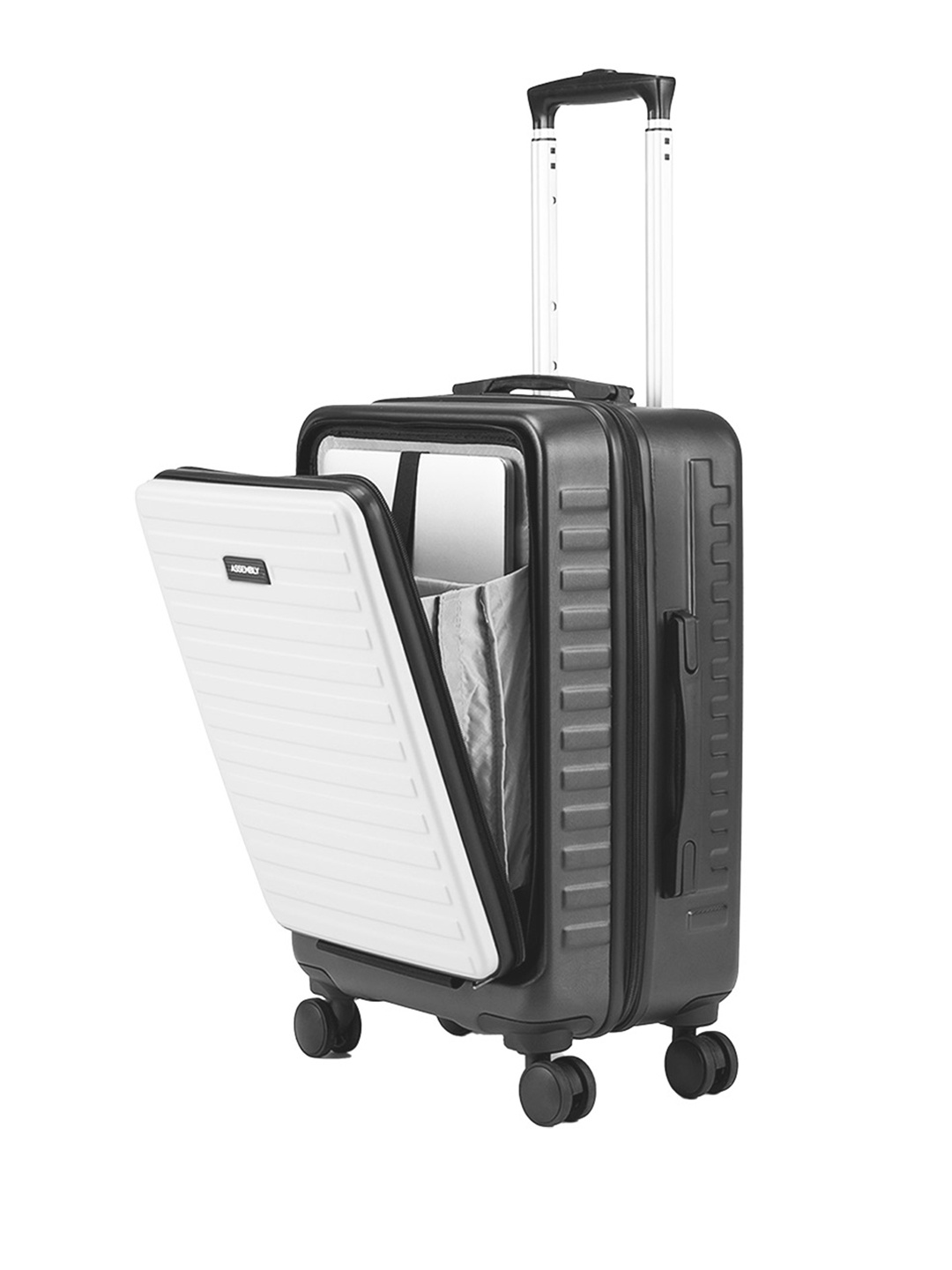 

Assembly Colourblocked Hard-Sided Cabin-Sized Trolley Suitcase 40L, Grey