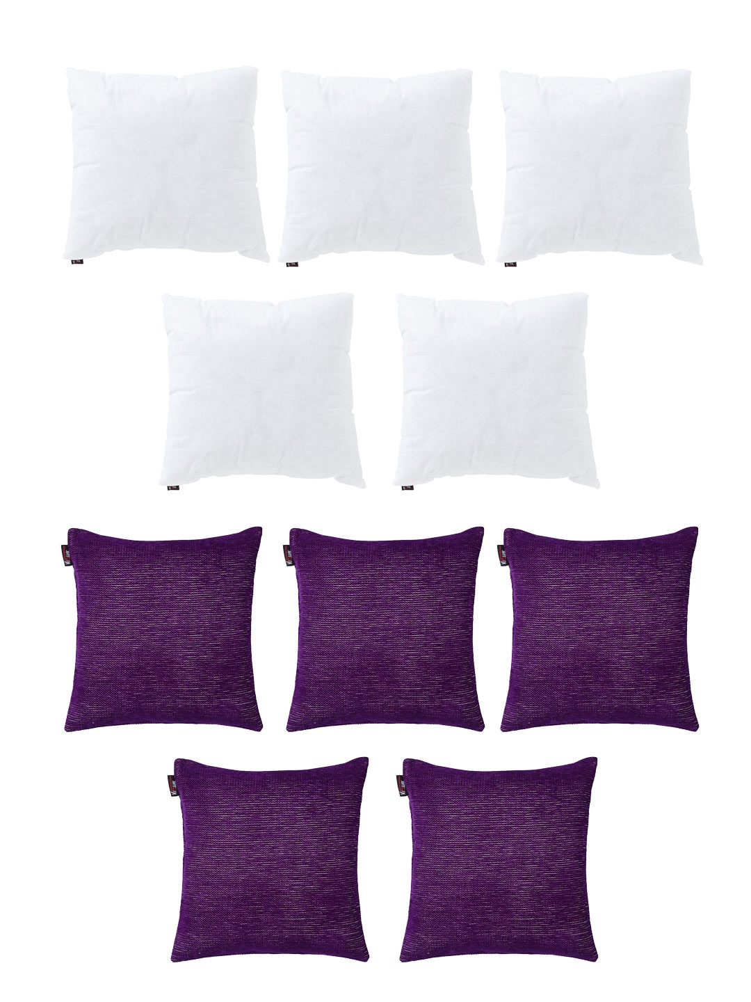 

KLOTTHE Set of 5 Square Cushion Fillers & 5 Square Cushion Covers, Purple
