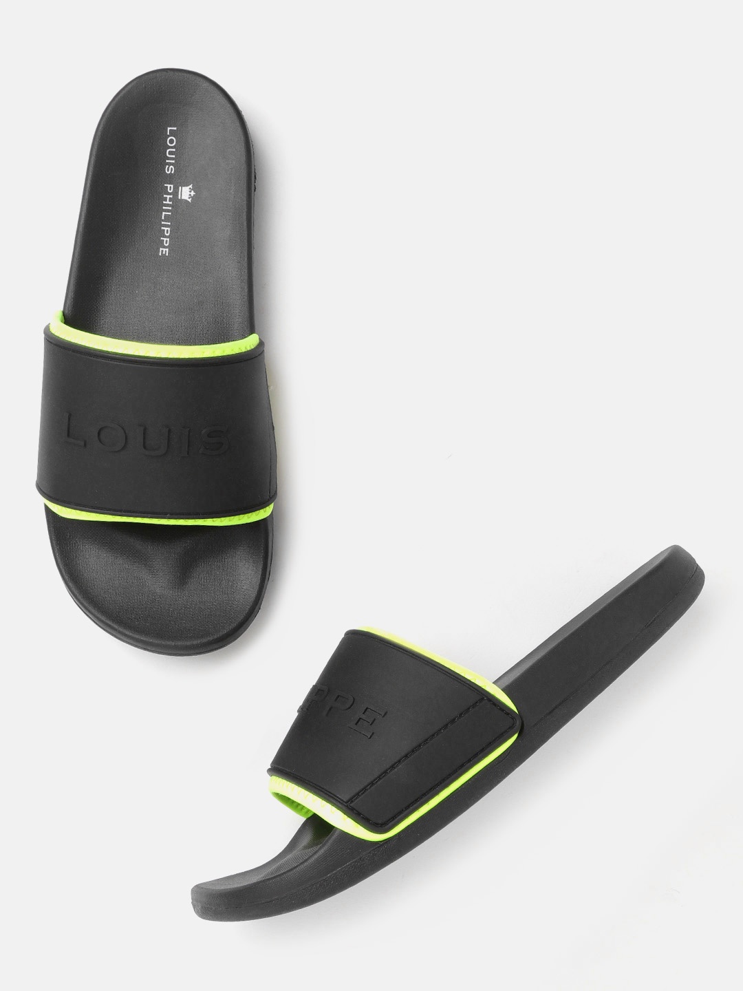 

Louis Philippe Men Black Brand Logo Embossed Sliders