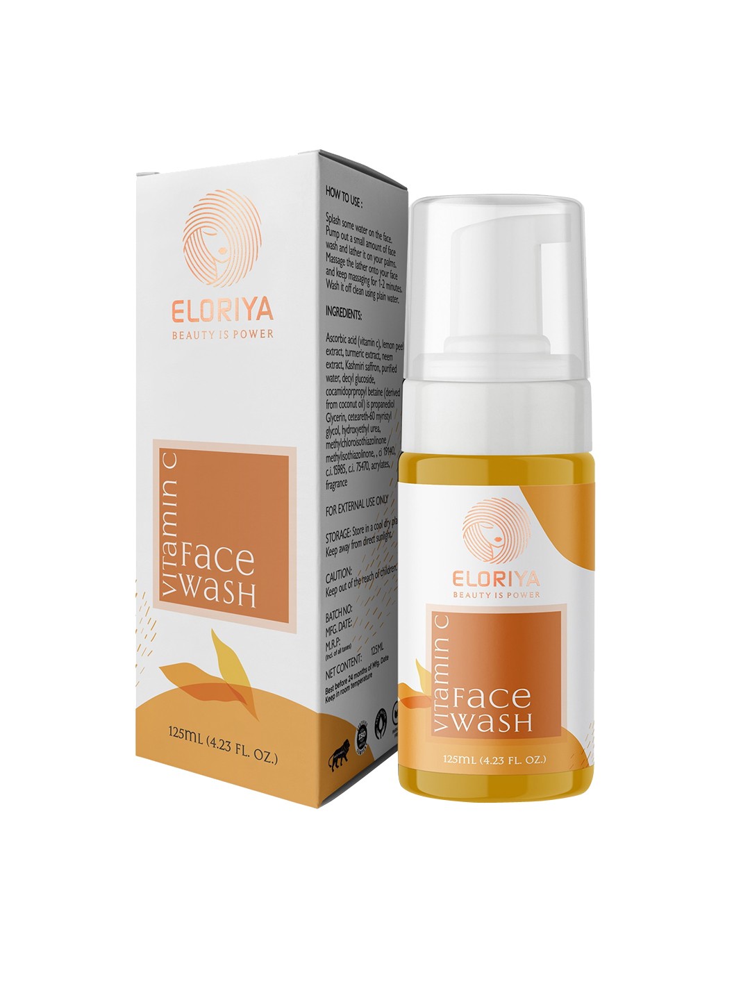 

ELORIYA Vitamin-C Foaming Face Wash 125 ml, Orange