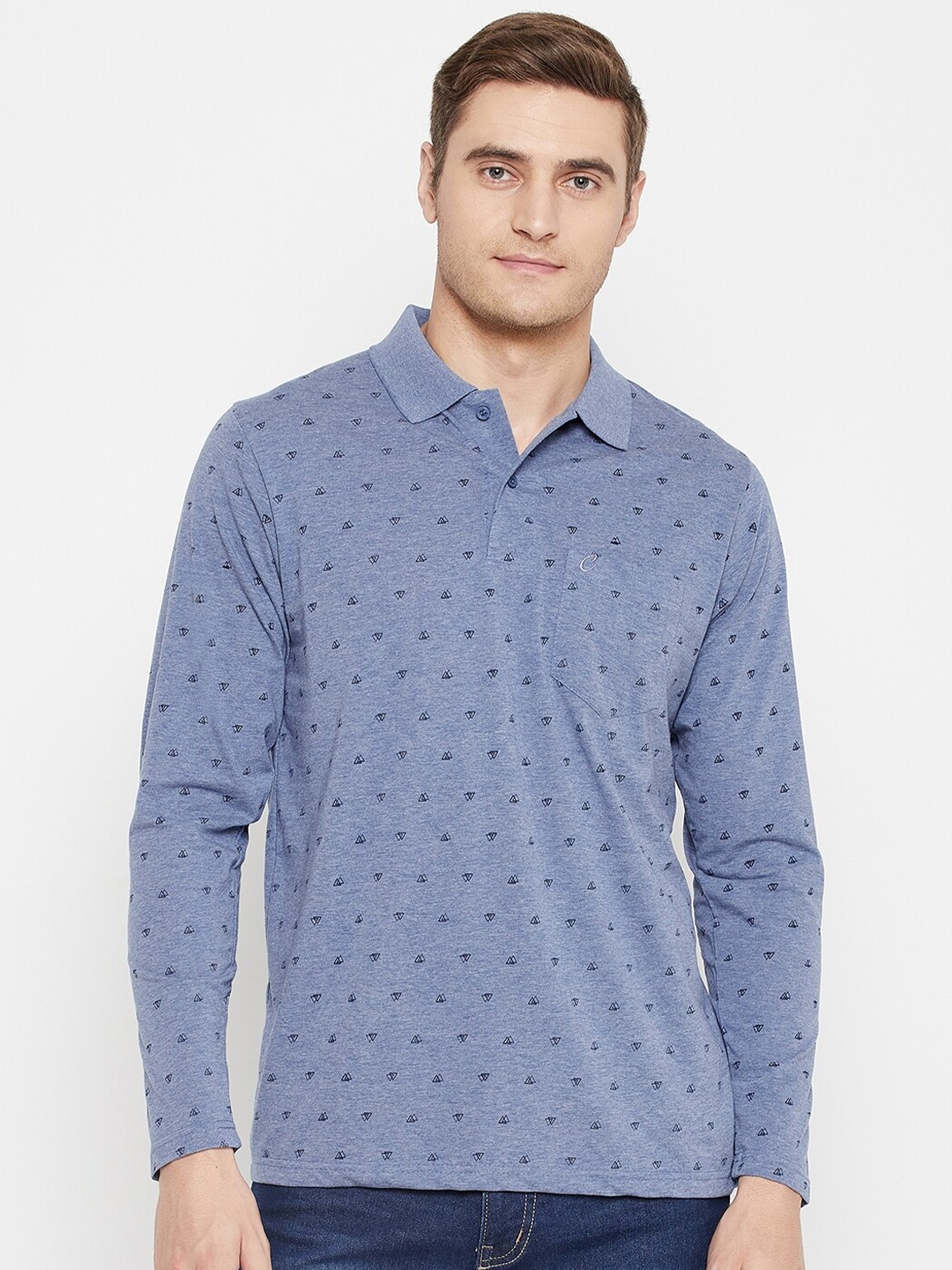

Camey Men Grey & xiketic Printed Polo Collar T-shirt