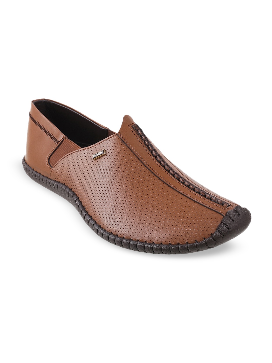 

Mochi Men Tan Perforations Leather Boat Shoes