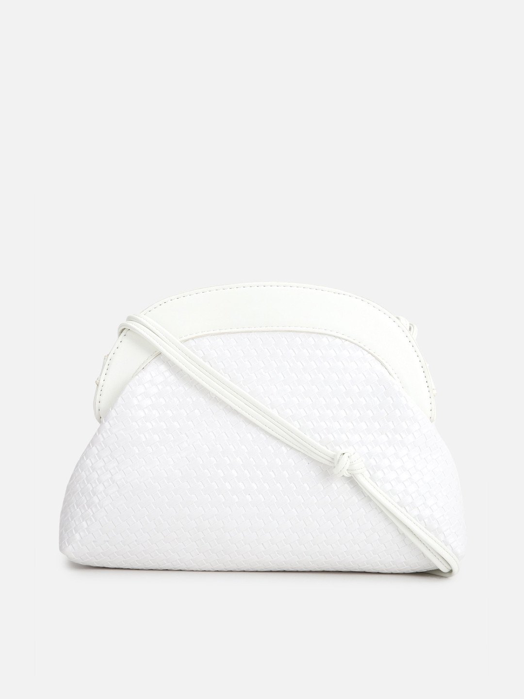 

FOREVER 21 White PU Half Moon Sling Bag with Quilted