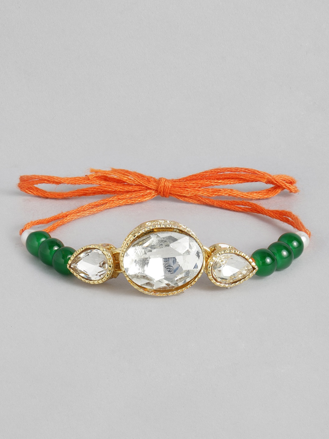

I Jewels Gold-Toned & Green Studded Rakhi