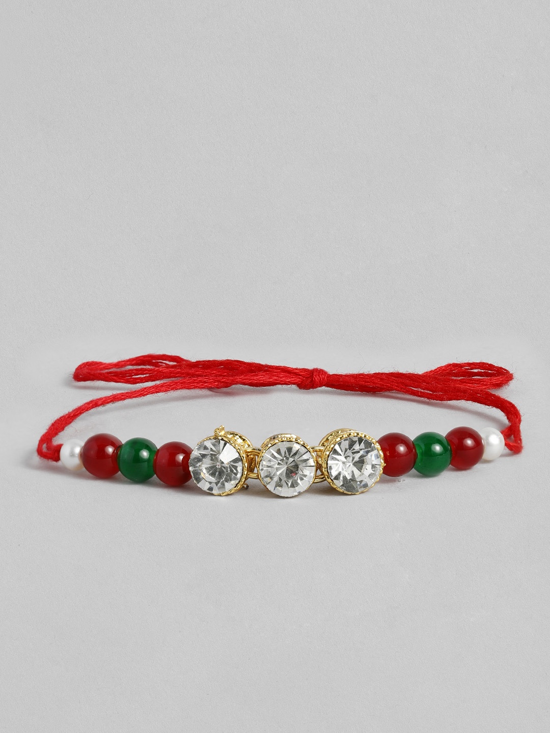 

I Jewels Maroon & Green Beads Studded Rakhi