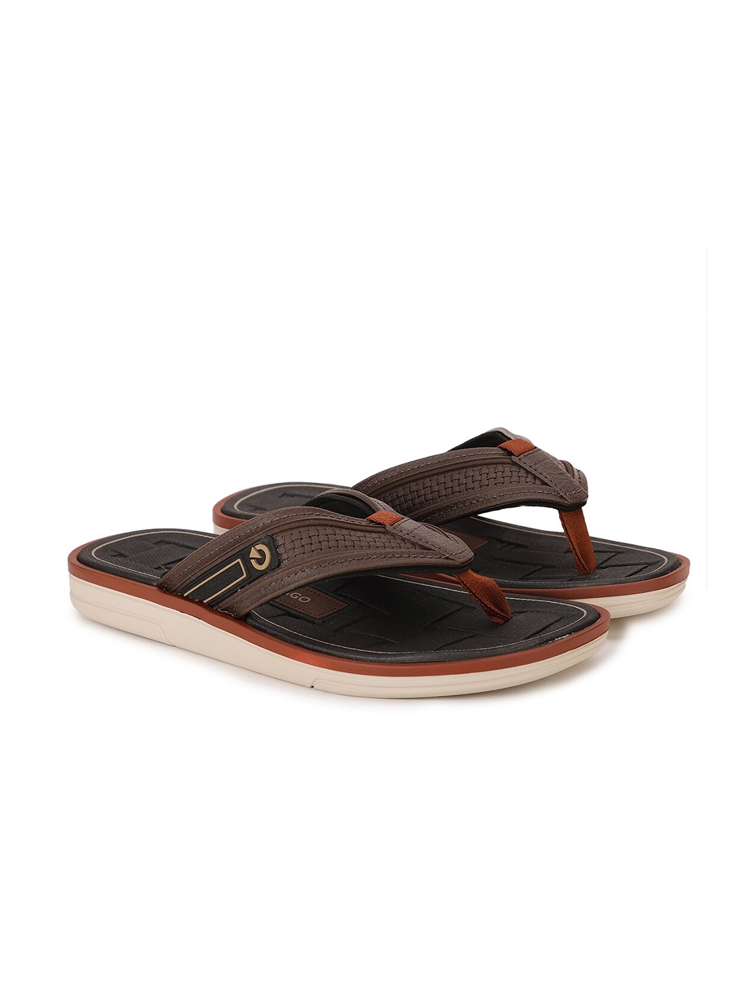

CARTAGO Men Brown & Peach-Coloured Printed Slip-On