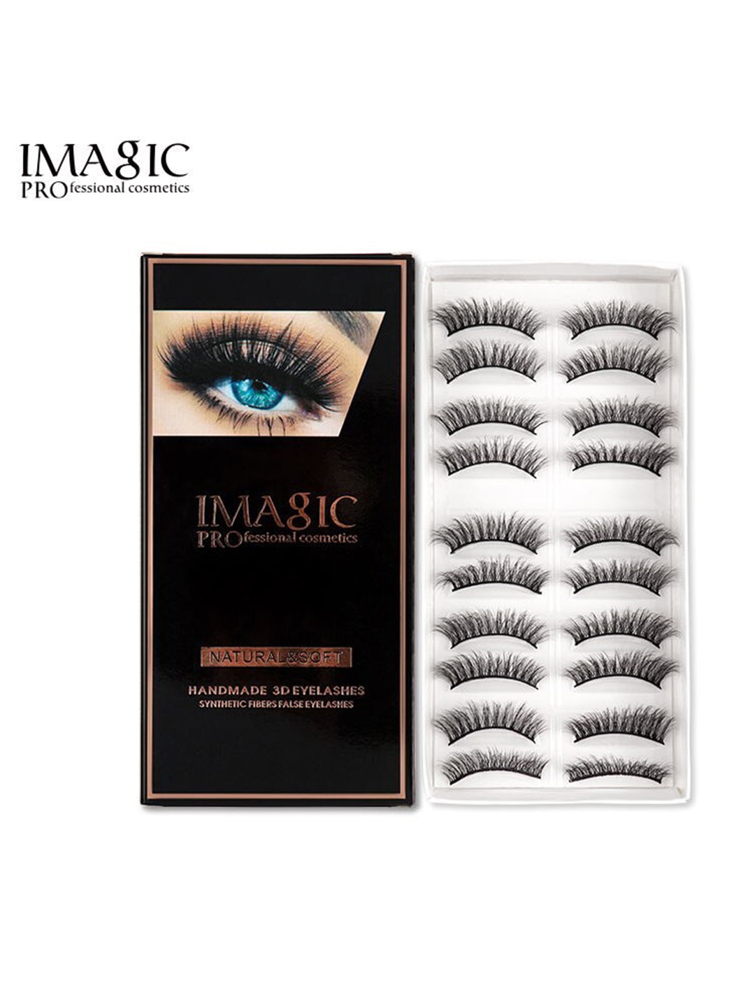 

IMAGIC 10 Pairs Black Natural & Soft Handmade 3D False Eyelashes - L10