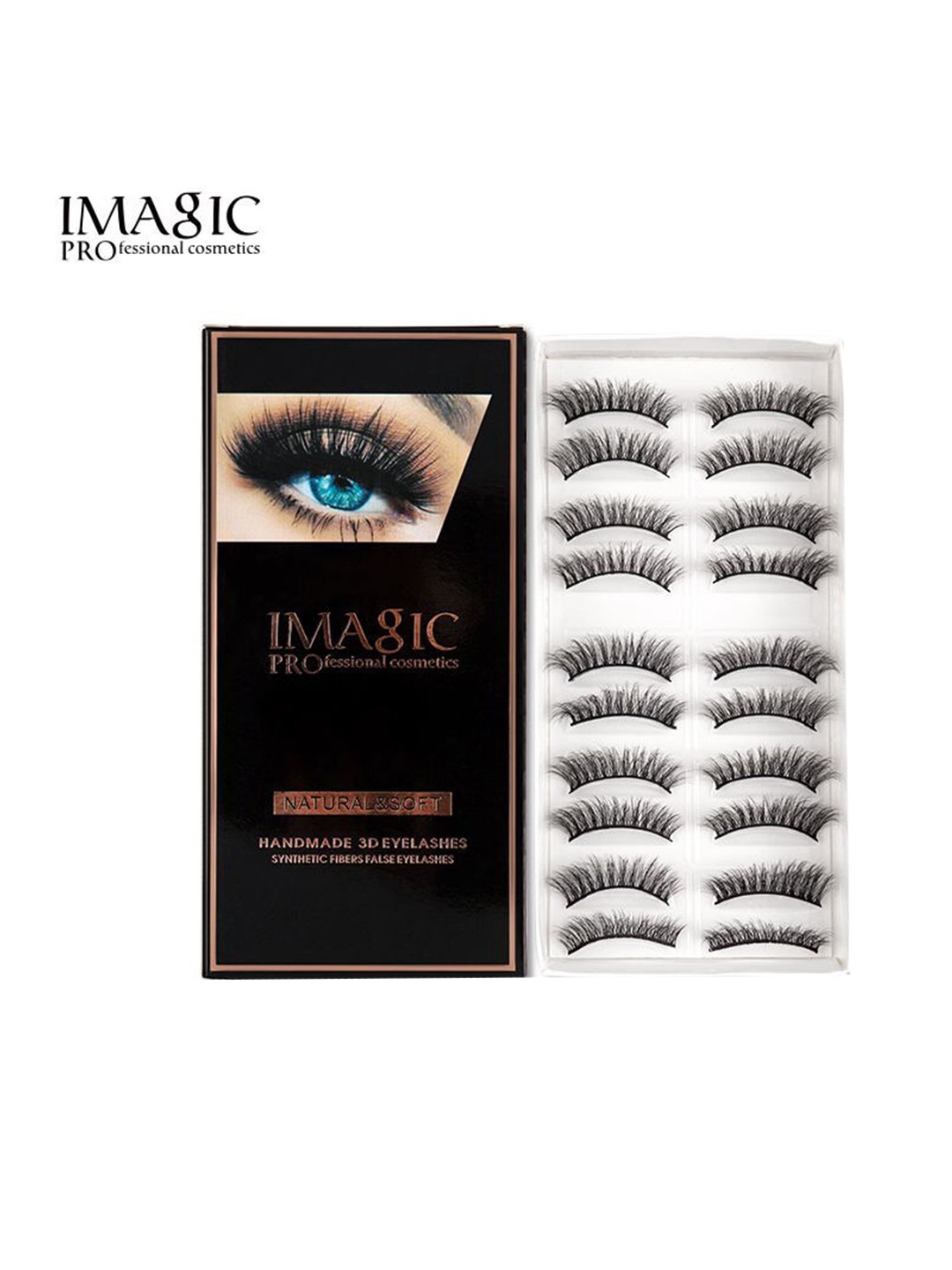 

IMAGIC 10 Pairs Black Natural & Soft Handmade 3D False Eyelashes - L12