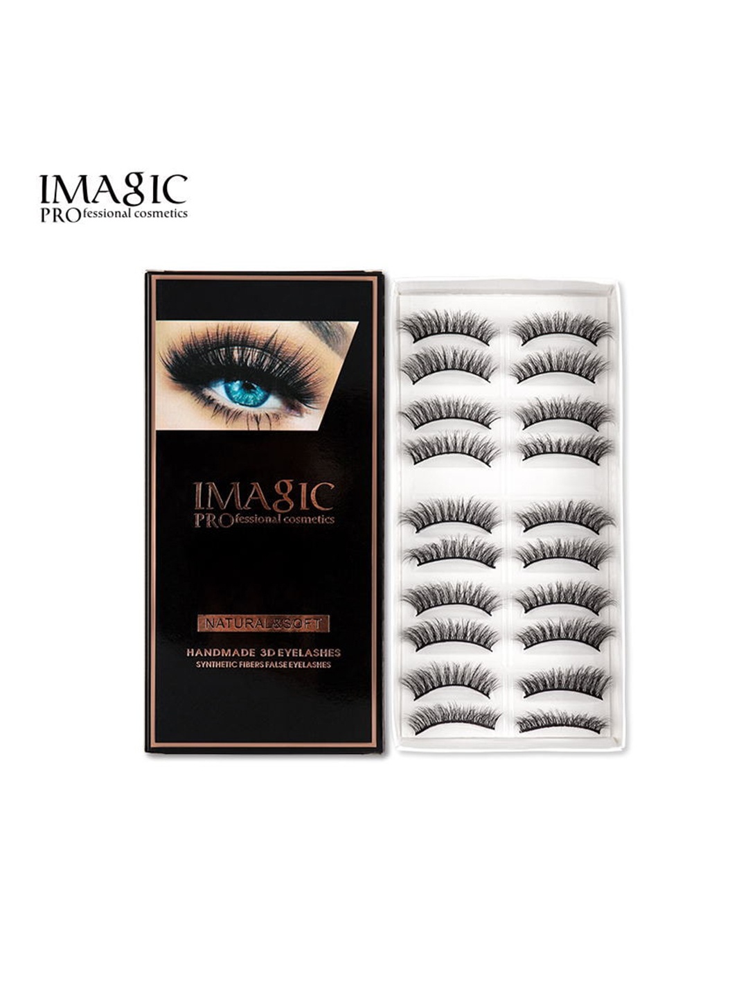 

IMAGIC 10 Pairs Black Natural & Soft Handmade 3D False Eyelashes - L09