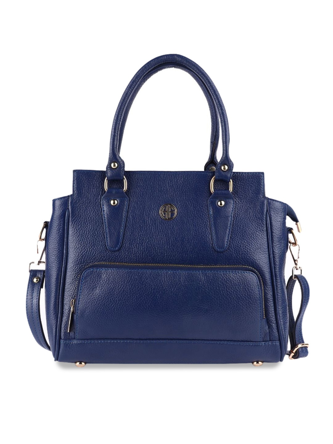 

HAMMONDS FLYCATCHER Blue Leather Structured Handheld Bag with Fringed