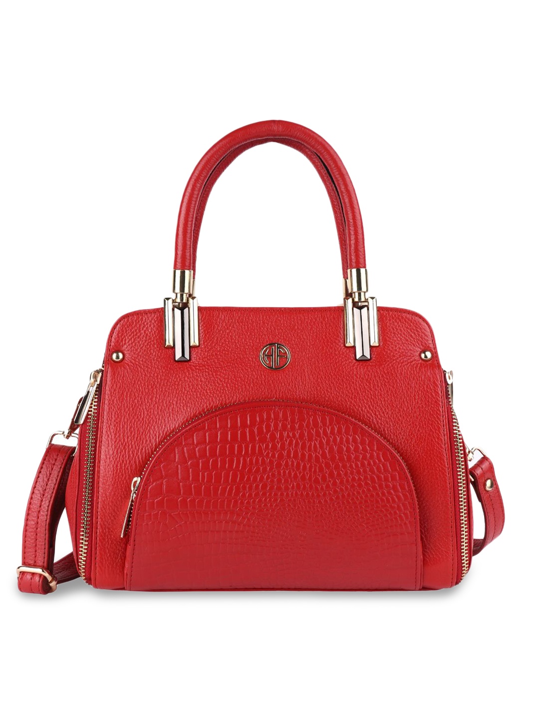 

HAMMONDS FLYCATCHER Red Textured Leather Structured Handheld Bag with Tasselled