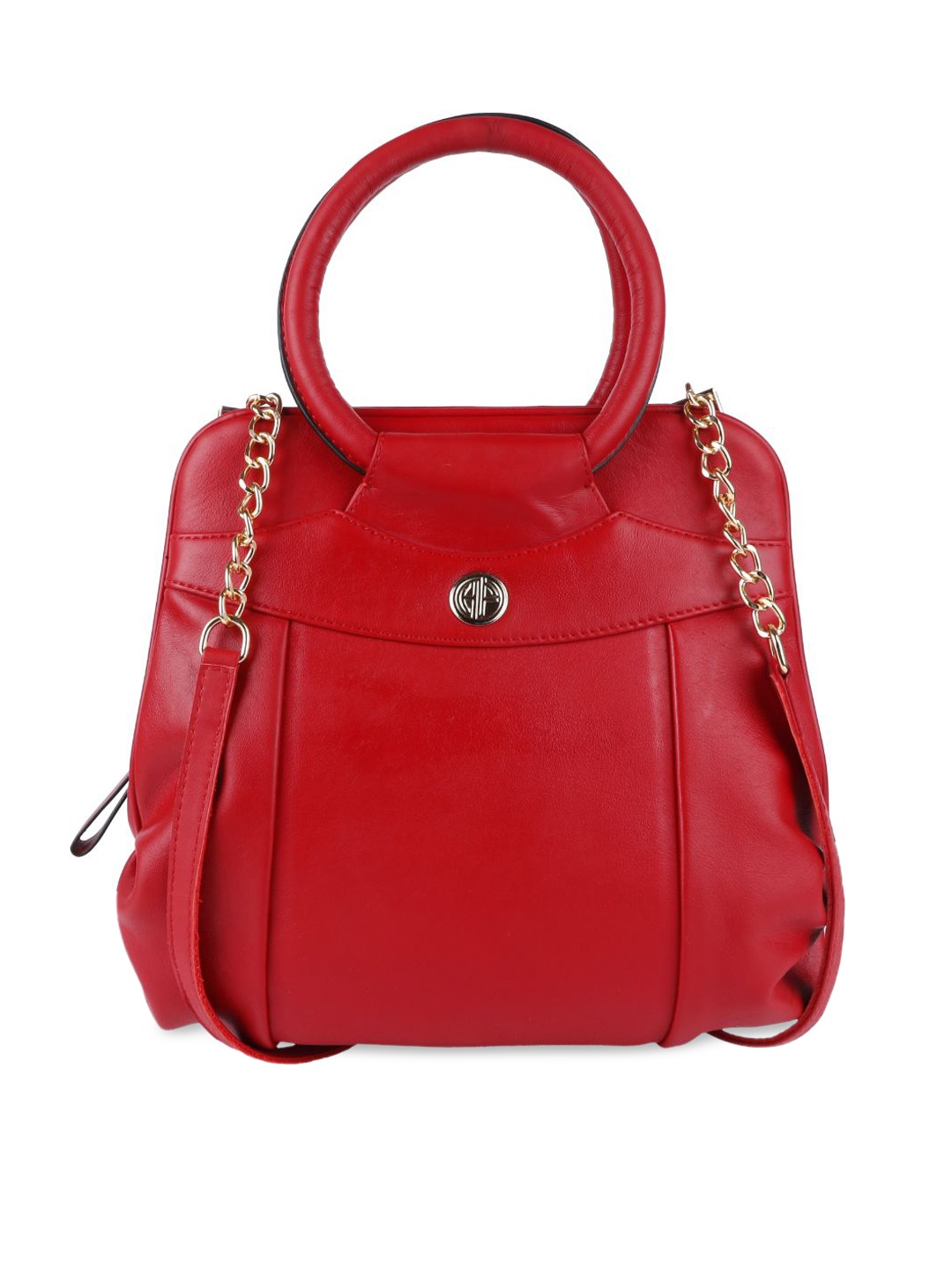 

HAMMONDS FLYCATCHER Red Leather Structured Handheld Bag with Tasselled
